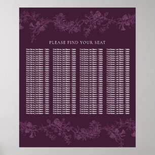Vintage Burgundy Plum Wedding Seating Chart