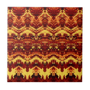 Vintage Burgundy Red Yellow Victorian Pattern Tile
