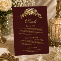 Vintage Burgundy Regency Wedding Details Card