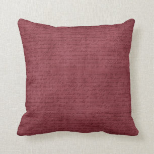 Vintage Burgundy Script Dark Mauve Writing Letter Throw Pillow