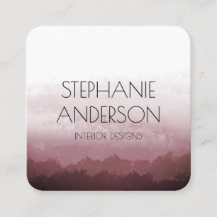 Vintage Burgundy Watercolor Abstract Square Business Card