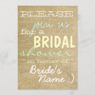 Vintage Burlap Country Bridal Shower Invitation :)