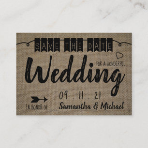 Vintage Burlap Effect, Save the Date Enclosure Card