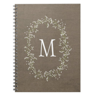 Vintage Burlap Floral Monogram Notebook