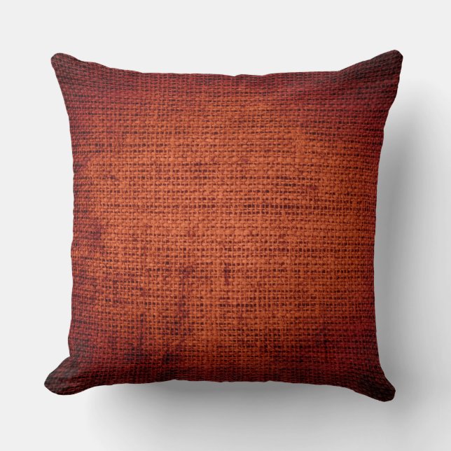 Vintage Burlap Linen Rustic Jute Throw Pillow (Front)