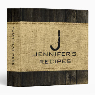 Vintage Burlap Rustic Wood Look #3 Binder