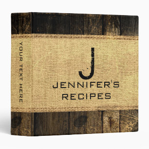 Vintage Burlap Rustic Wood Look #4 Binder