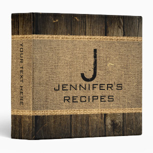 Vintage Burlap Rustic Wood Look #5 Binder