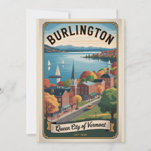 Vintage Burlington Vermont Retro Travel Holiday Card