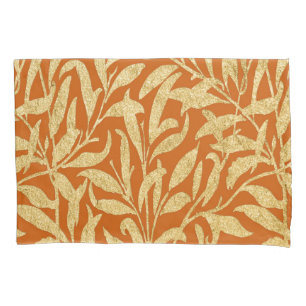Vintage Burnt Orange and Gold Leaves Pattern Pillowcase