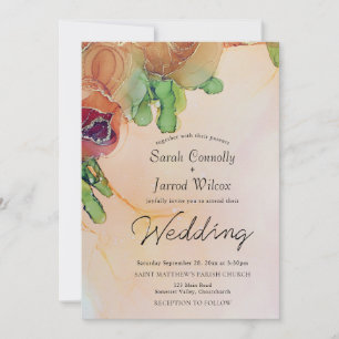 Vintage Burnt Orange Floral Faire-part de mariage