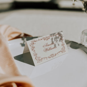Vintage Burnt Orange Old Money Wedding Place Cards