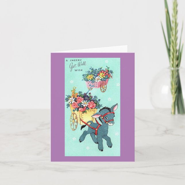 Vintage Burro Get Well Card (Front)