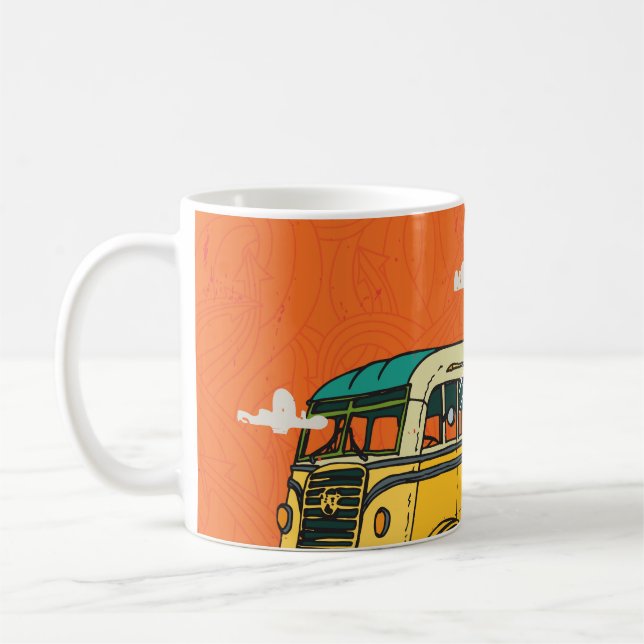 Vintage Bus: Clouds Texture Backdrop Coffee Mug (Left)