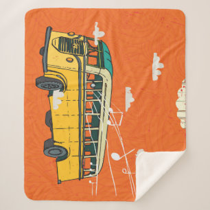Vintage Bus: Clouds Texture Backdrop Sherpa Blanket