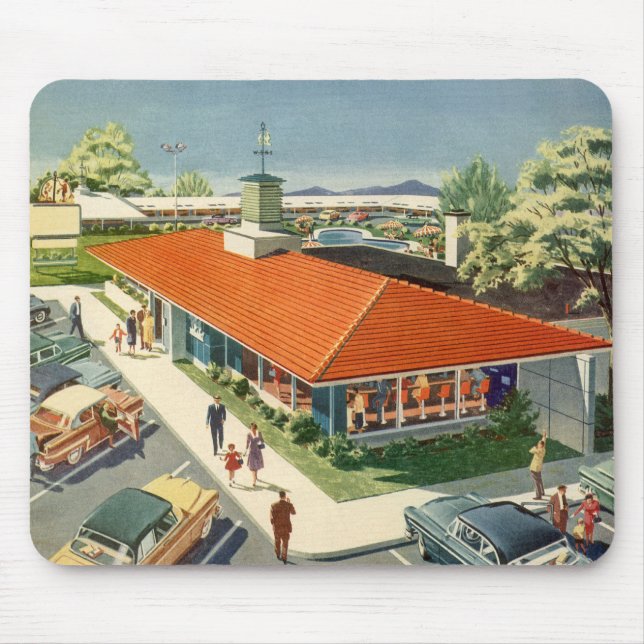 Vintage Business, 50s Family Restaurant Diner Mouse Pad (Front)