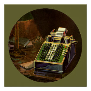 Vintage Business Accountant, Accounting Machine Poster