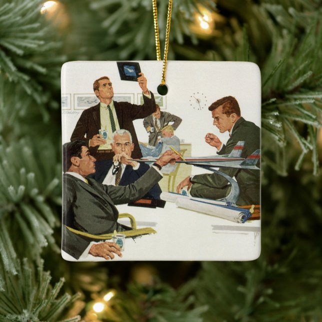 Vintage Business, Airline Executives Meeting Ceramic Ornament (Tree)