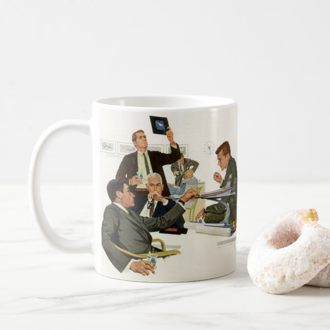 Vintage Business, Airline Executives Meeting Coffee Mug (With Donut)