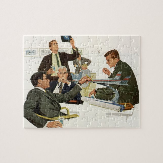 Vintage Business, Airline Executives Meeting Jigsaw Puzzle (Horizontal)
