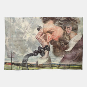 Vintage Business, Alexander Graham Bell Telephone Kitchen Towel