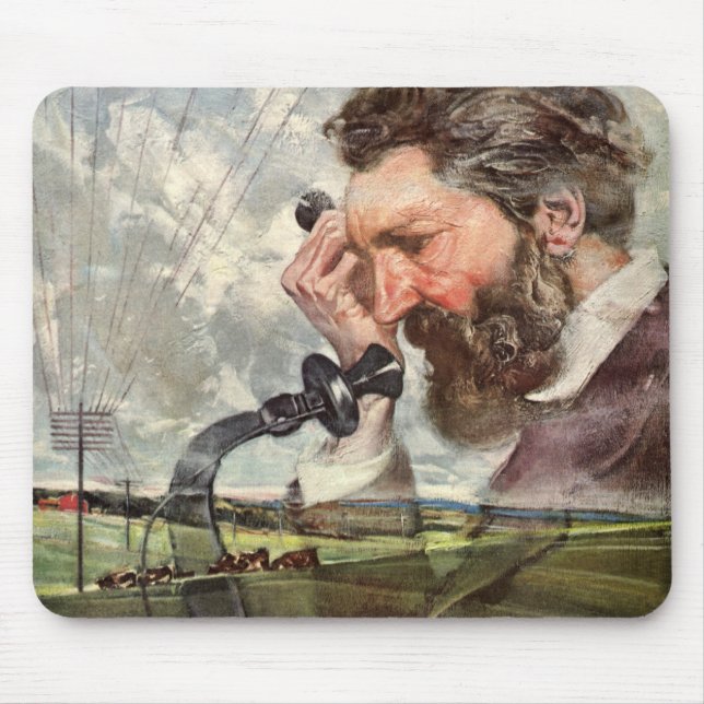 Vintage Business, Alexander Graham Bell Telephone Mouse Pad (Front)