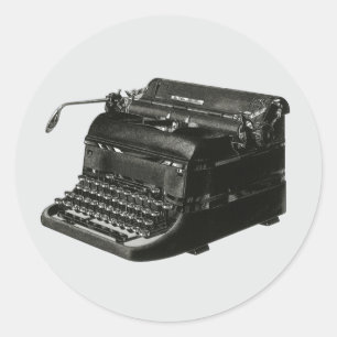Vintage Business, Antique Office Manual Typewriter Classic Round Sticker