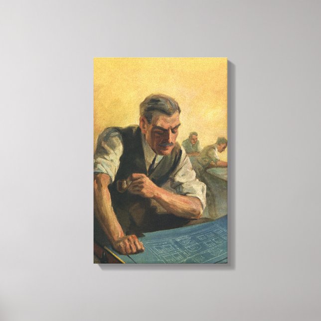 Vintage Business Architect and Building Blueprints Canvas Print (Front)