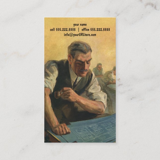 Vintage Business Architect and Building Blueprints Card (Back)