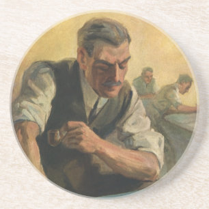 Vintage Business Architect and Building Blueprints Coaster