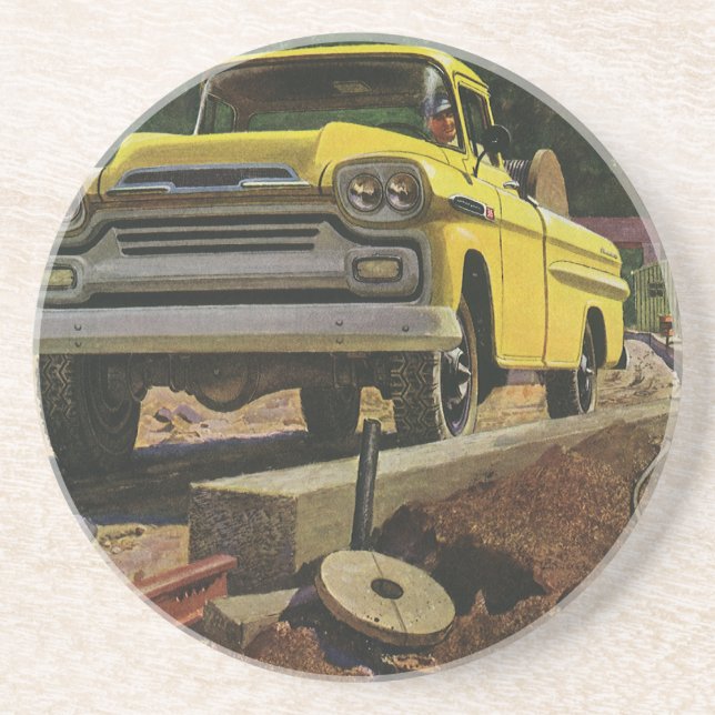 Vintage Business Architect Construction Contractor Coaster (Front)