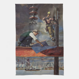 Vintage Business, Architects and Construction Kitchen Towel