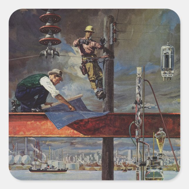 Vintage Business, Architects and Construction Square Sticker (Front)