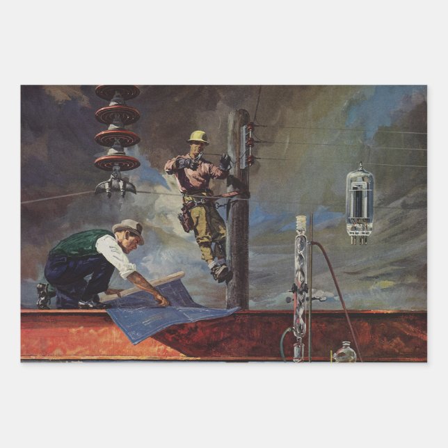 Vintage Business, Architects and Construction Wrapping Paper Sheet (Front)