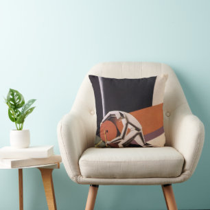 Vintage Business, Art Deco Fabrics and Textiles Throw Pillow