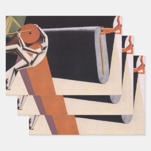 Vintage Business, Art Deco Fabrics and Textiles Wrapping Paper Sheet