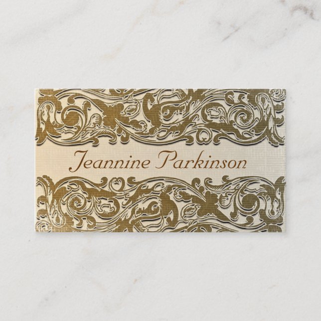 vintage business card with brown swirls (Front)