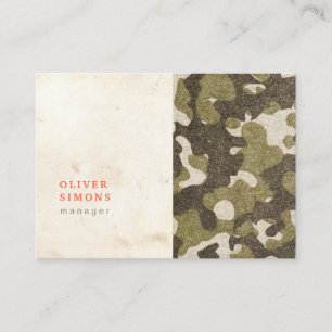 Vintage Business Card with military pattern