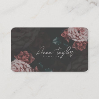 Vintage business card with pink roses