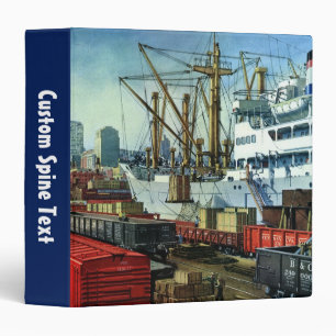 Vintage Business, Docked Cargo Ship Transportation Binder