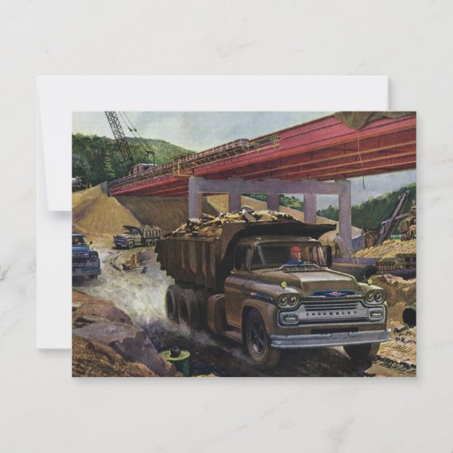 Vintage Business Dump Truck at a Construction Site (Front)