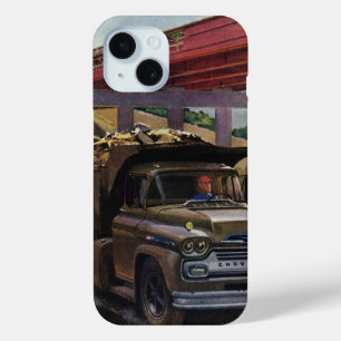 Vintage Business Dump Truck at a Construction Site iPhone 15 Case
