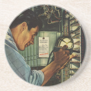 Vintage Business Electrician Circuit Breaker Panel Coaster