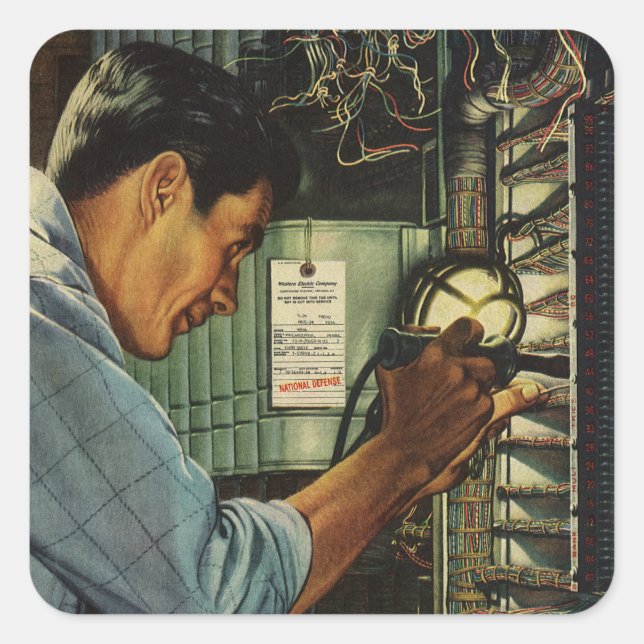 Vintage Business Electrician Circuit Breaker Panel Square Sticker (Front)