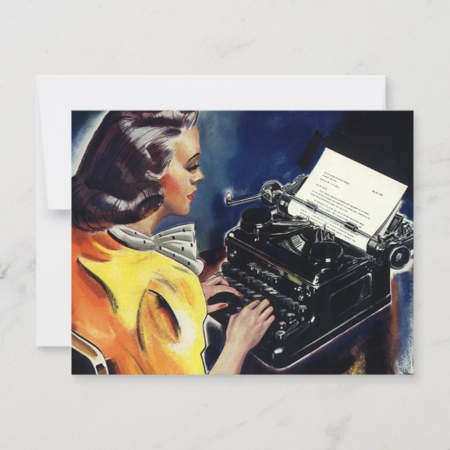 Vintage Business Executive Secretary Typing Letter (Front)