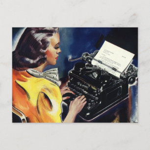 Vintage Business Executive Secretary Typing Letter Postcard