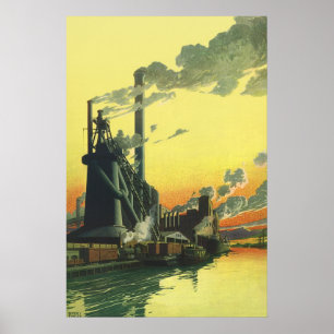 Vintage Business Factory, Manufacturing on a Dock Poster