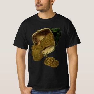 Vintage Business Finance, Gold Coin Money in Purse T-Shirt