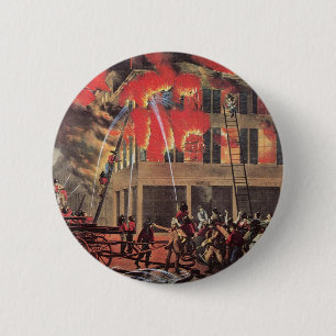 Vintage Business Firemen, Fire Fighters Fireman 2 Inch Round Button