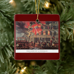 Vintage Business Firemen, Fire Fighters Fireman Ceramic Ornament